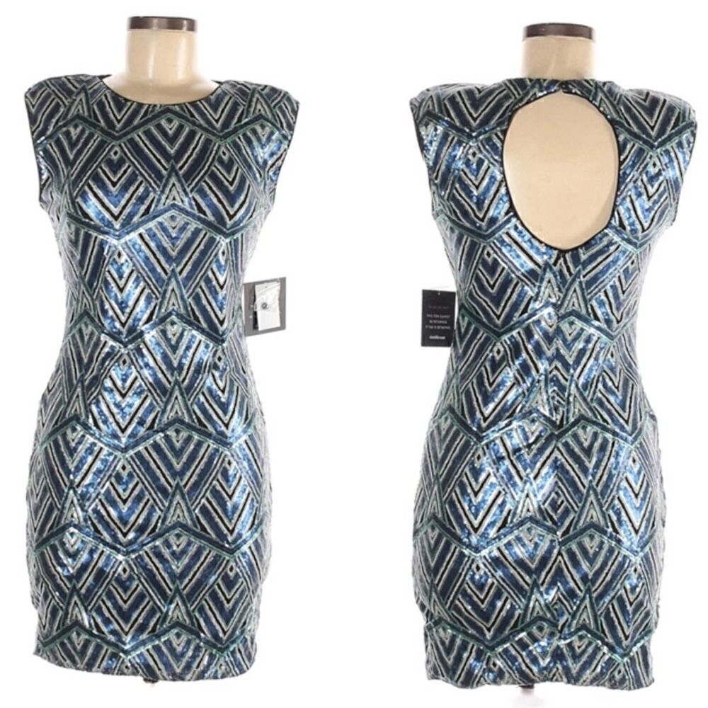 Charlotte Russe Geometric Sequins Dress Size Medium